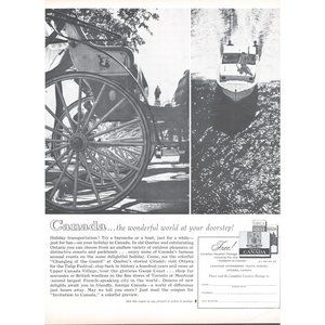 1961 Canada Vacation Package Vintage Print Ad Great Lakes Speedboat Carriage Art